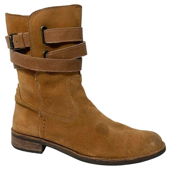 BUSSOLA Sevilla Suede Leather Moto Strap Boots 38 - Picture 1 of 11